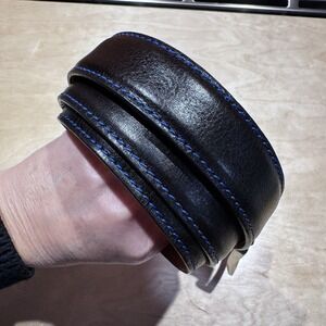 J. Wilburn‎ Men's Italian Calfskin Belt Size 37 Blue Stitching Silver Buckle